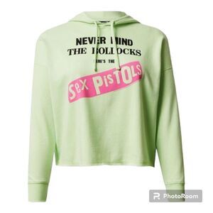 2X 18W 20W Torrid Neon Green Pink Sex Pistols Cozy Fleece Crop Hoodie Punk Music